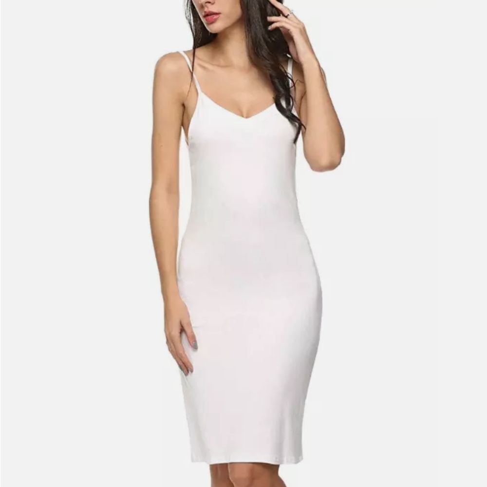 Womens Spaghetti Strap Full Cami Slip Camisole Under Dress Liner Mini Nightgown